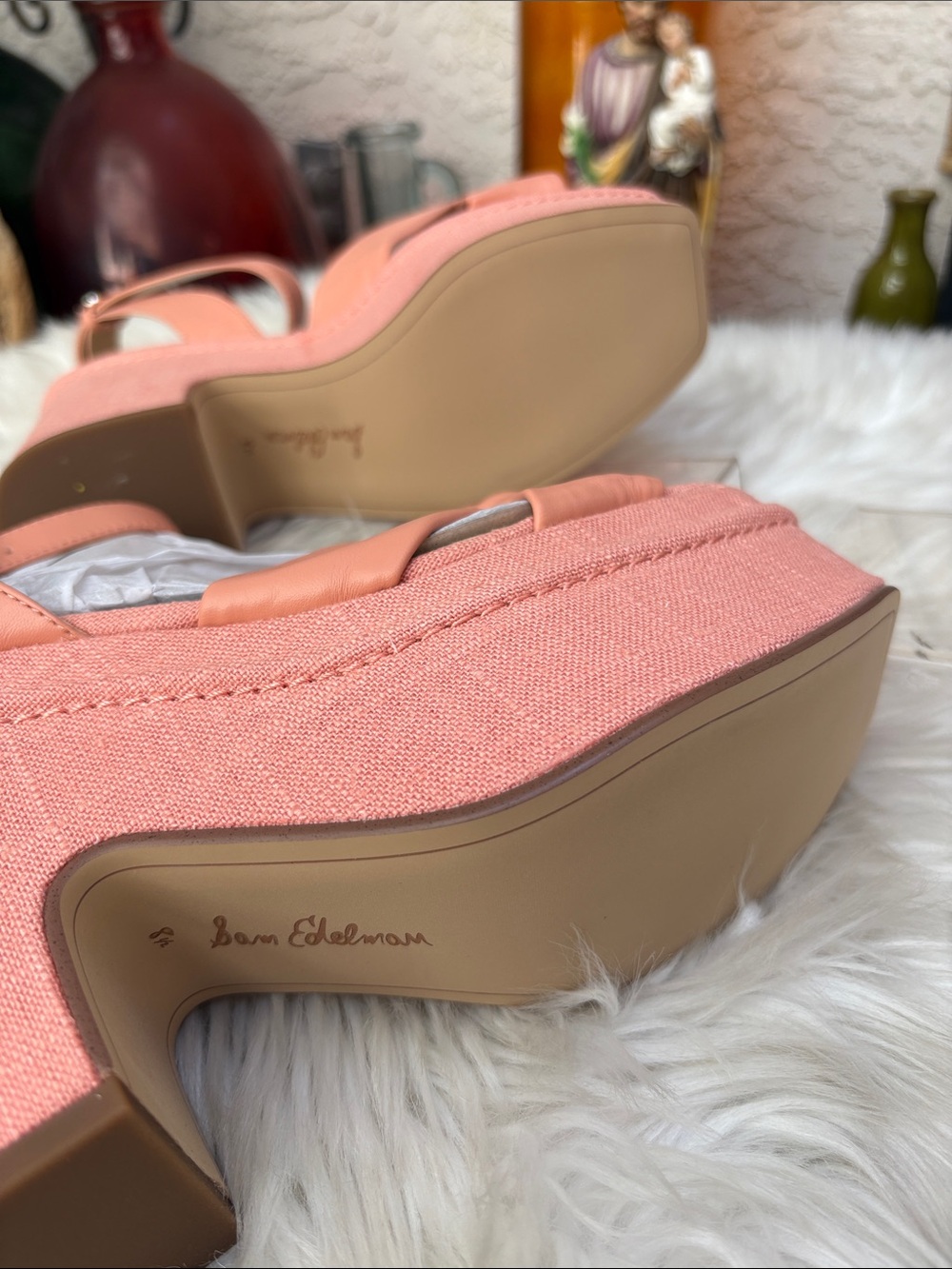 Platform Ankle-Strap Sandal in Coral Pink - Picture 4 of 4